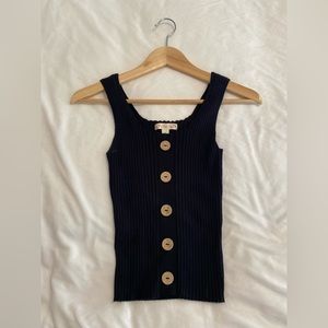 ITS OUT TIME BRAND BLACK TANK TOP WITH WOODEN BUTTONS